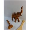 Image 2 : Wooden Scraper, Wood Elephant Carving and Wooden Hammer