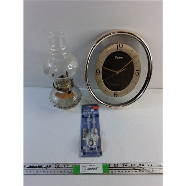 Wall Clock - Tested, Kerosene Lamp and LED Booklight
