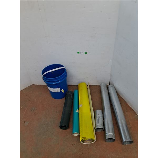 *5 Gallon Pail w/ Various Ducting Parts, Various Lengths, Reflective Tape, Misc