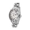 Image 3 : Rolex Ladies Stainless Steel Silver Index Pyramid Diamond Bezel Date Watch