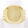 Image 1 : Mens 14K Yellow Gold Engravable Oval Brushed Wide Grooved & Polished Signet Ring