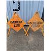 Image 1 : ** (2) Tripod Signs "Overhead Line & Construction Ahead" - 33" Sign x 49" Support - Pickup Only
