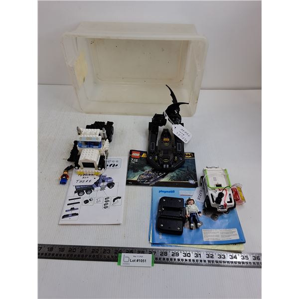 (3) Children's Project Toys (2 Lego, 1 Playmobil) with Tote