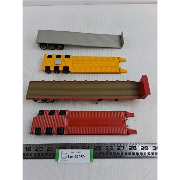 (4) Replica Diecast Semi-Truck Flatbed Trailers