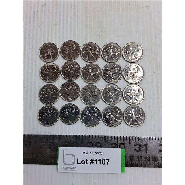(20) Canadian Quarters 1970-2020