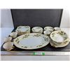 Image 1 : Ceramic Dish Set - Tea Cups, Plates, Coasters, Bowl and Serving Trays