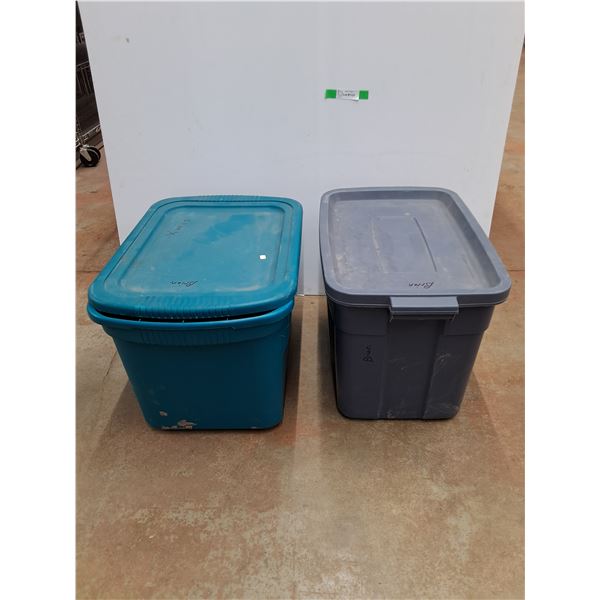 (2) Plastic Totes with Lids - Cannot Ship