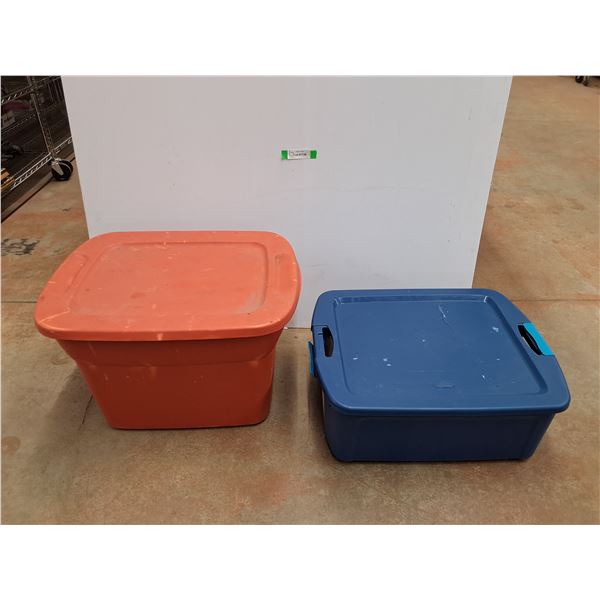 *(2) Plastic Totes with Lids - Cannot Ship