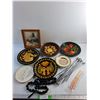 Image 1 : Framed Wall Art, Skewers, Decorative Plates, Hand Fan