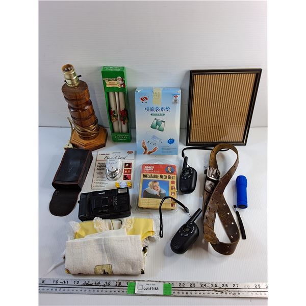 Desk Lamp, Candles, Belt, Neck Rest Pillow, Safari Camera, Walkie Talkie and Misc