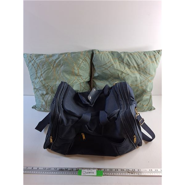 (2) Pillows and Travel Bag