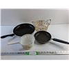 Image 1 : Frying Pans, Wired Basket and Lidded Corning Ware Dish