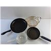 Image 2 : Frying Pans, Wired Basket and Lidded Corning Ware Dish