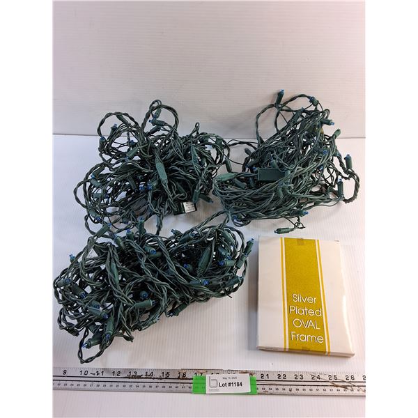 Christmas Tree Lights and Silver Plated Oval Frame