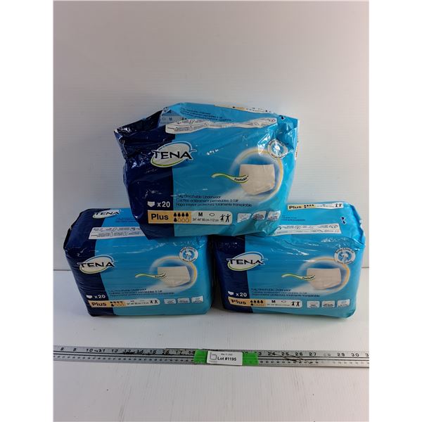 (3) Packs of Tena Diapers - Size M