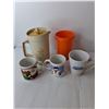 Image 3 : (6) Mugs- Christmas/Rocky & Bullwinkle, (2) Pitchers, Butter Dish, Misc.