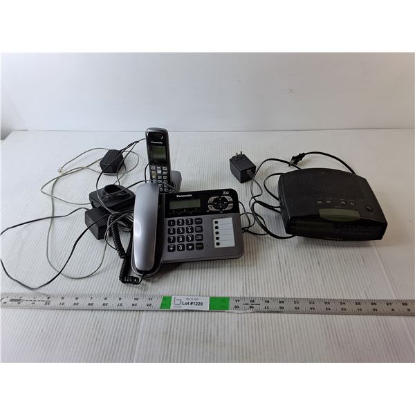Optimus Alarm Clock-Powers On & (2) Panasonic Home Phones- As Is