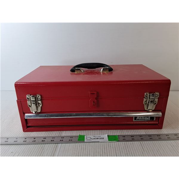 Allied Metal Toolbox 6.5" Tall x 17.25" Long x 9.5" Wide with Tools- Wire Stripper, Sockets, Needlen