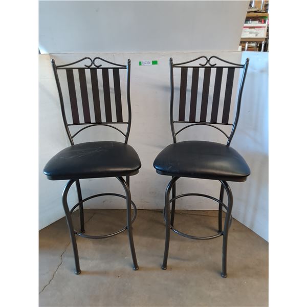 *(2) Metal & Faux Leather Rotating Bar Chairs, 4 Ft. Tall, Cannot Ship