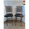 Image 1 : *(2) Metal & Faux Leather Rotating Bar Chairs, 4 Ft. Tall, Cannot Ship