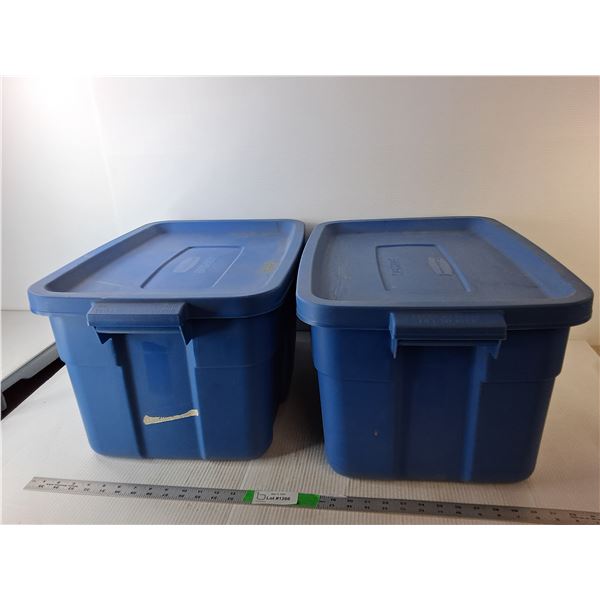 (2) Rubbermaid Storage Totes with Lids  12" Tall x 24" Long x 15.75" Wide