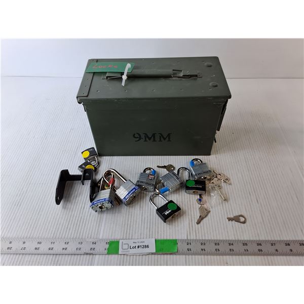 Metal Storage Box 7" Tall x 12" Long with Padlocks & Keys