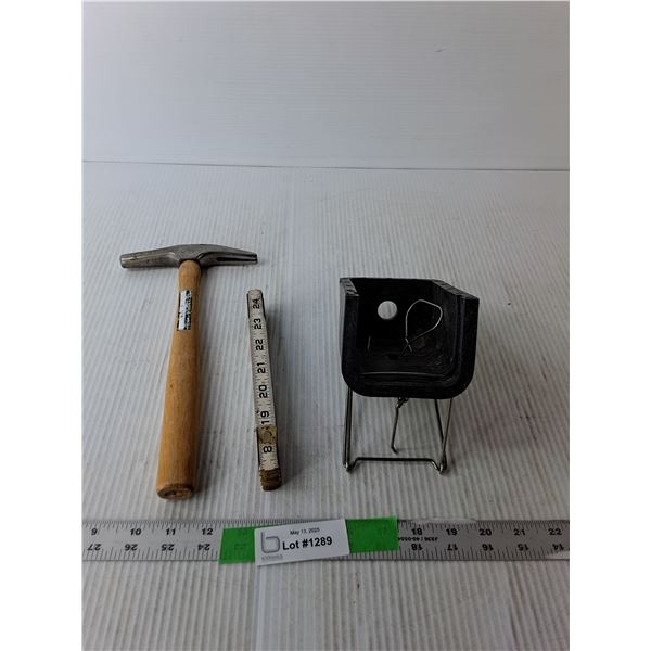 Tack Hammer, Folding Ruler, Plastic Storage Container