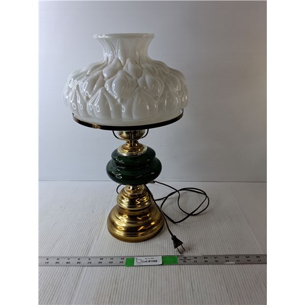 Vintage Metal Lamp with Glass Cover- Powers On 20" Tall