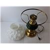 Image 2 : Vintage Metal Lamp with Glass Cover- Powers On 20" Tall