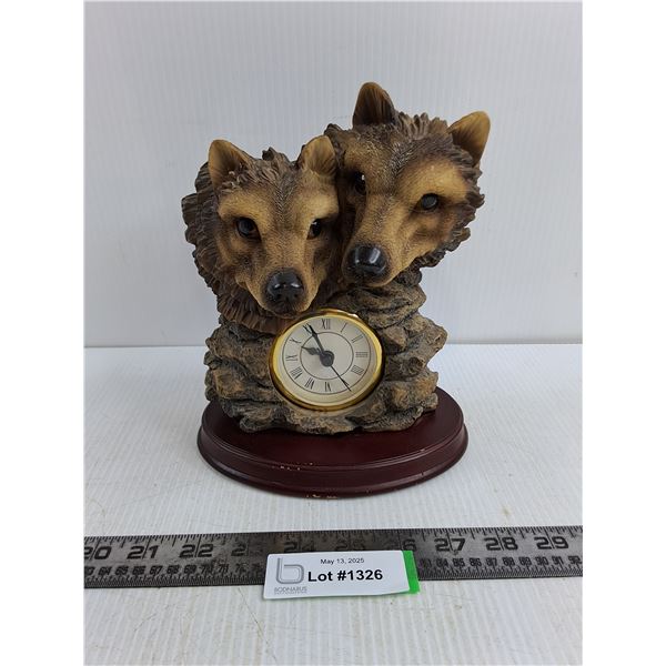 Ash Creek Trading Table Decor "Wolves" Clock - Working