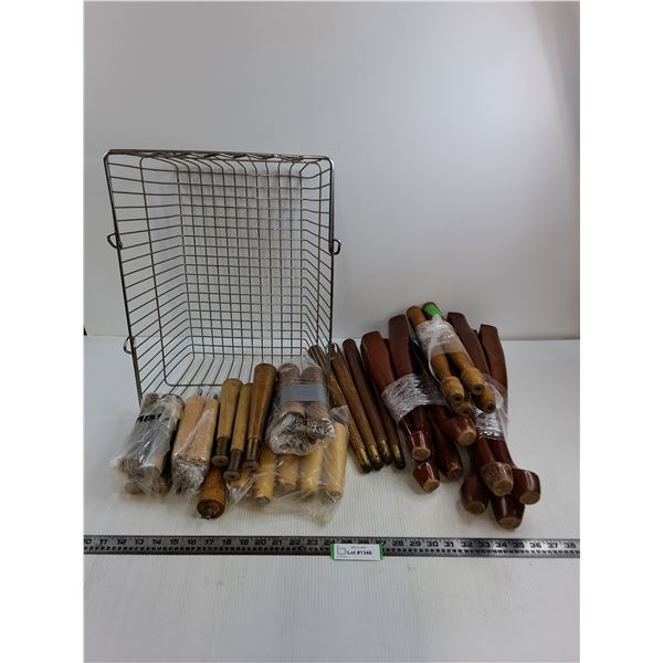 Assorted Vintage Furniture Legs, Metal Wire Tote