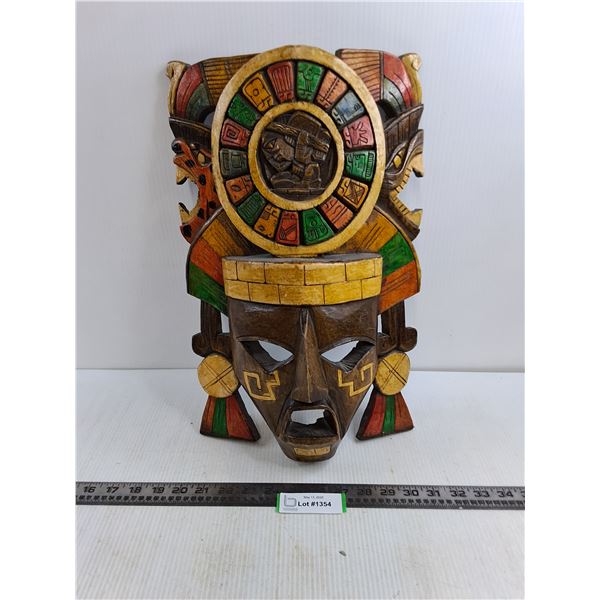 Wooden "Tribal Mask" Wall Art - 18" x 11"
