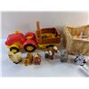 Image 2 : Farm Toys and Wicker Basket