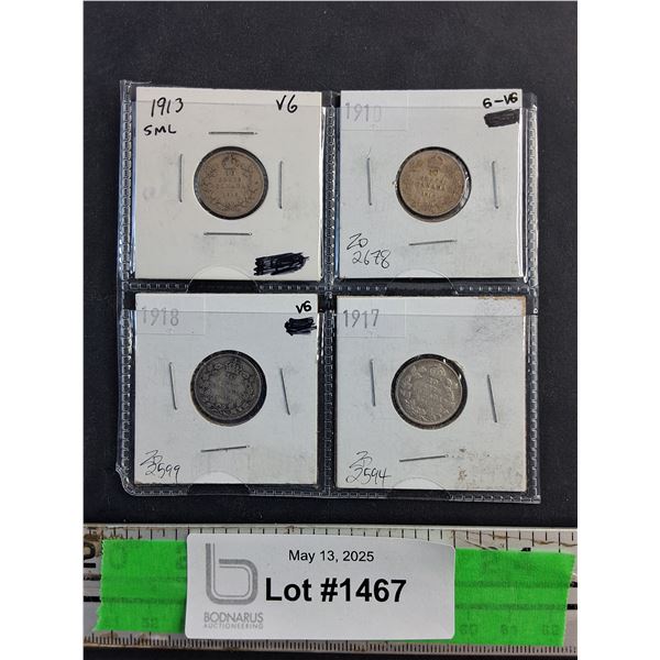 (4)  1910s Antique Canadian Coins