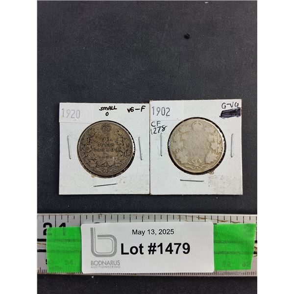 1902 and 1920 Canadian 50 Cents Coins