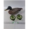 Image 1 : Plastic Floating Duck Decoy and (2) Glass Ashtrays