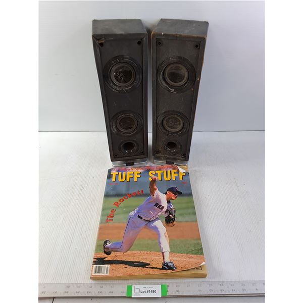 (2) Polaroid Speakers and "Tuff Stuff"Sports Guide