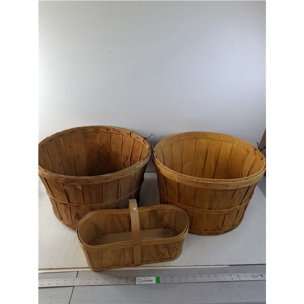 (3) Wooden Apple Baskets