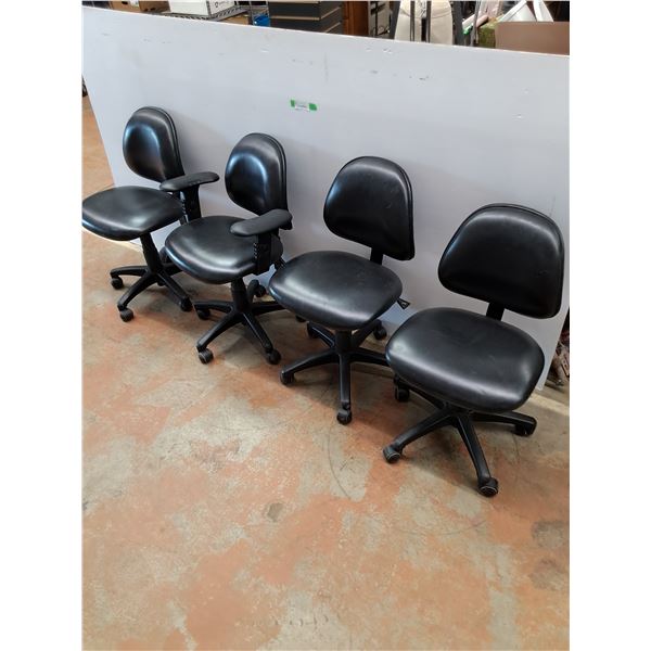 *(4) Vinyl Cushioned Office Chairs, All As Is, Cannot Ship