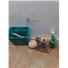 Image 1 : **Plastic Rubbermaid Tote w/ Various Items, Watering Can, Basketball,  Misc,