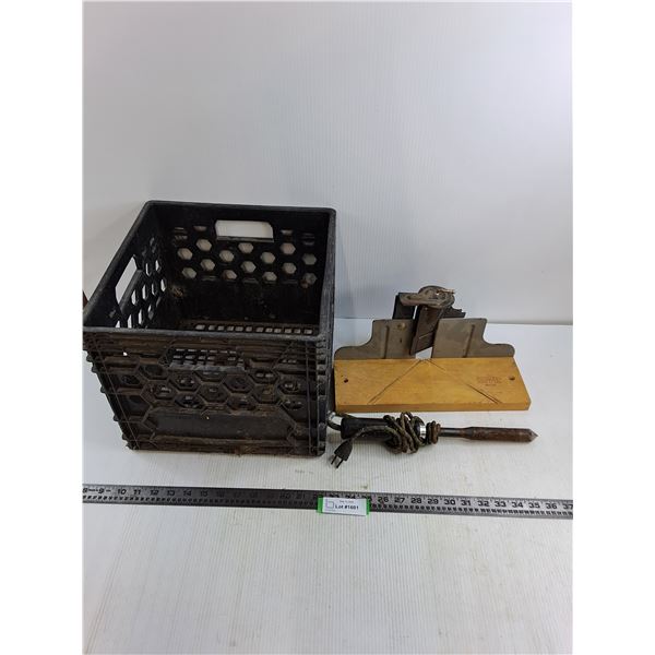 Stanley Mitre Saw Base, Vintage Solder Iron - Untested, Plastic Milk Crate
