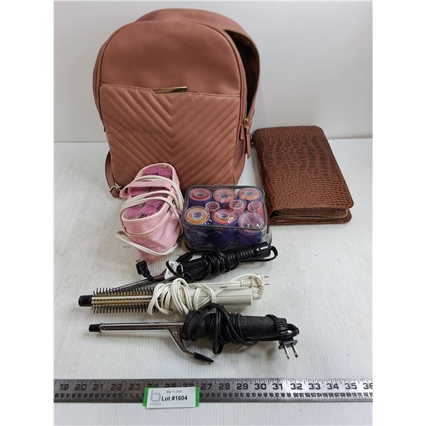 (3) Curling Irons, Set of Hot Curlers - All Untested, Travel Totes