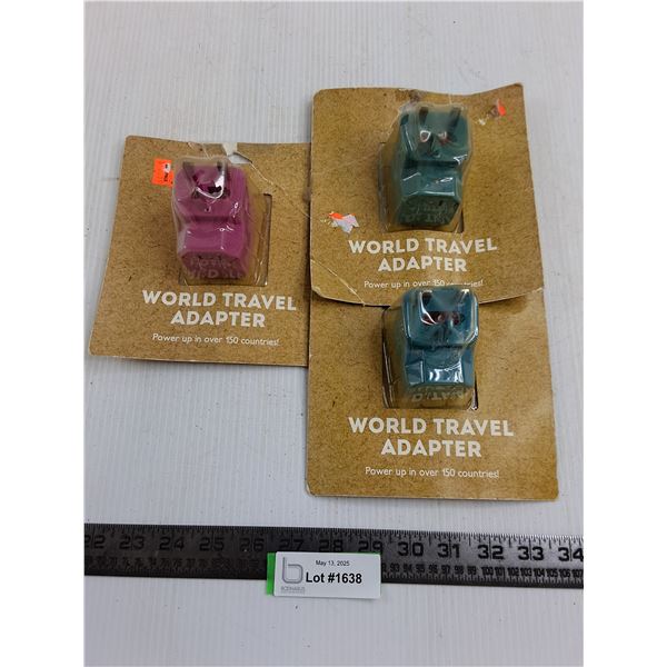 (3) World Travel Adapters - NIB