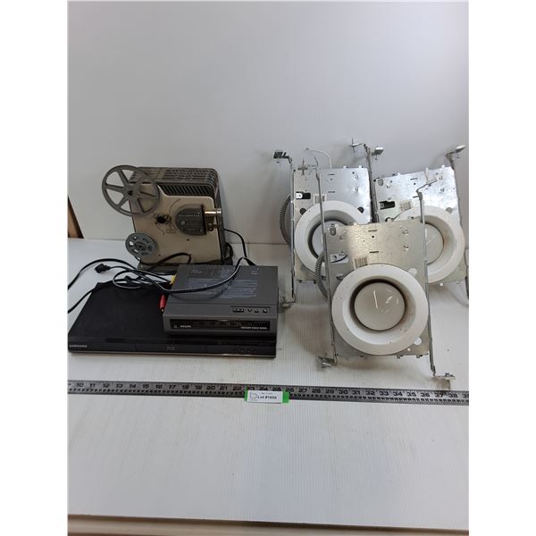 * Brumberger Proj, Philips Colour Voice, Samsung DVD Player - All Power On, (3) Potlights - Untested