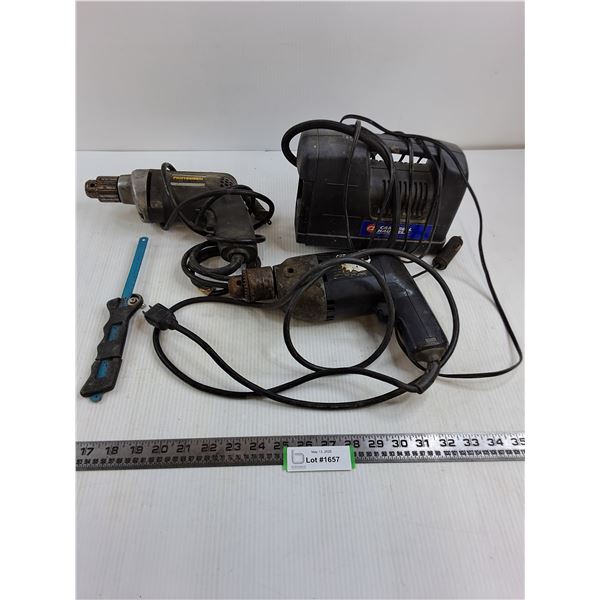 (2) Black & Decker Electric Drills - Tested, Roadside Tire Inflator - Untested