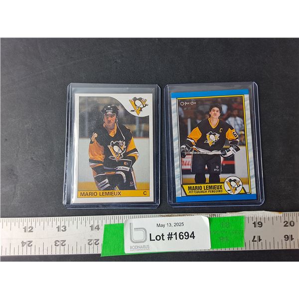 (2) Mario Lemieux O-Pee-Chee Hockey Cards, Cannot Authenticate