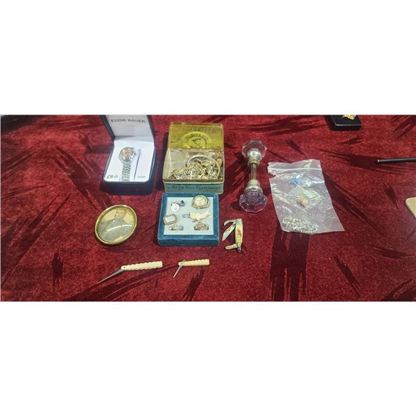 EDDIE BAUER WATCH, DRESS JEWELLERY, ANTIQUE KNOB, AND OTHER - PLEASES SEE IMAGES FOR MORE DETAIL
