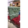 Image 8 : TWO 25" X 19" X 12" GREEN ARMY CRATES - NO HOLES, CRACKS, AND HAVE BOTH CLASPS