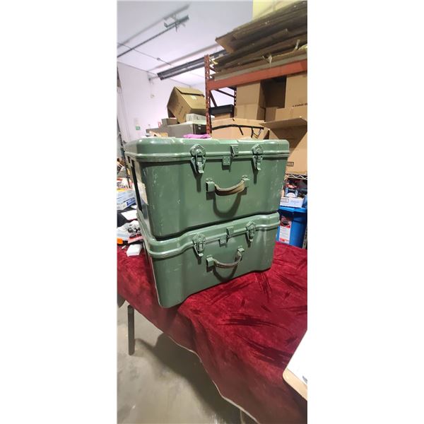 TWO ARMY CASES ONE HAS ONE BROKEN CLASP - NO HOLES OR CRACKS