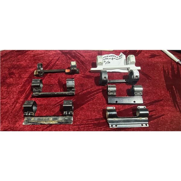 SEVEN BRIDGE MOUNT SCOPE RINGS - ONE IS FOR WEATHERBY VANGAURD - ONE REDFIELD FOR A HUSQVAR. ONE PAR